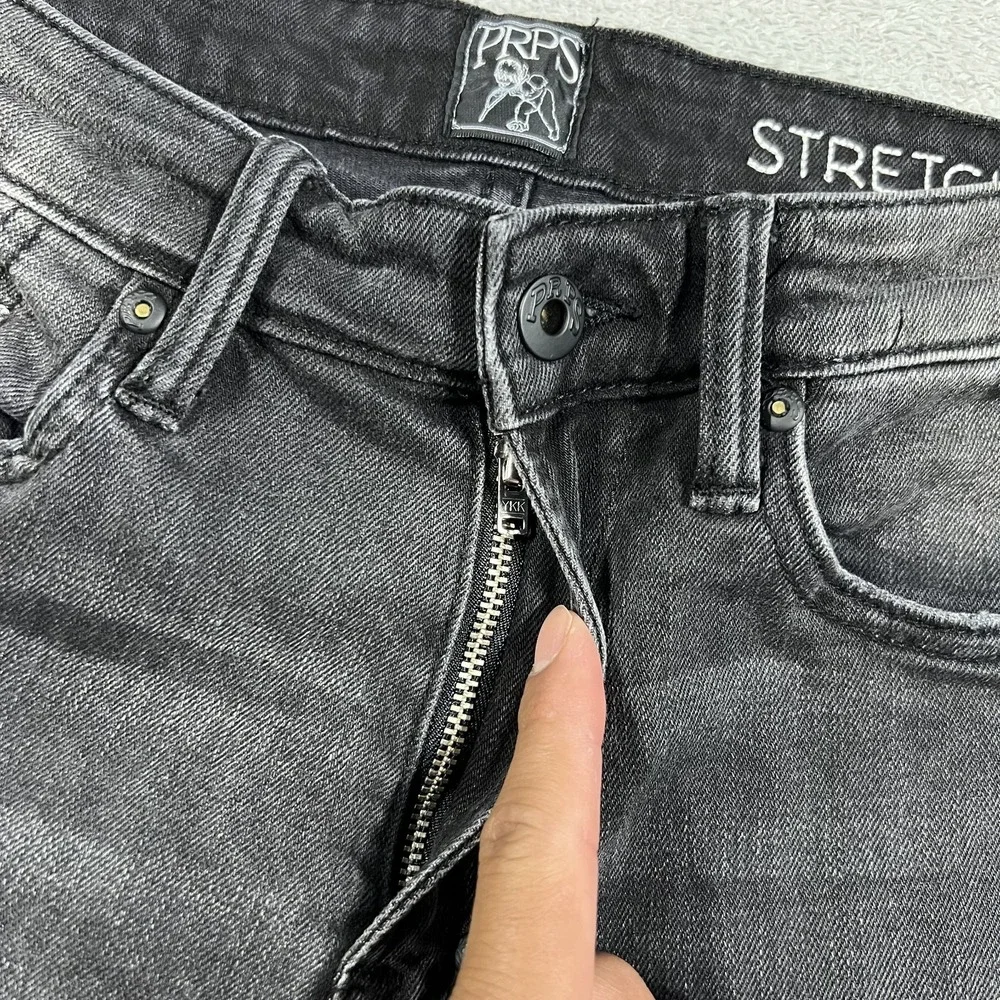 PRPS Le Sabre Jeans Mens 28x32 Stretch Slim Tapered Fit Distressed Black Wash